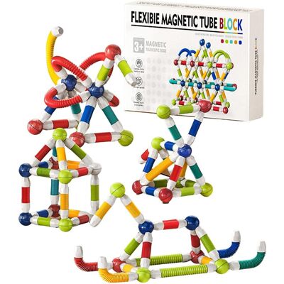 Inny producent Magnetyczny zestaw konstrukcyjny dla dzieci, 64 sztuki, klocki magnetyczne z 22 kulkami i 42 pałeczkami, edukacyjna zabawka 3D, pudełko do przechowy.. Inny producent Magnetyczny zestaw konstrukcyjny dla dzieci, 64 sztuki, klocki magnetyczne z 22 kulkami i 42 pałeczkami, edukacyjna zabawka 3D, pudełko do przechowy..