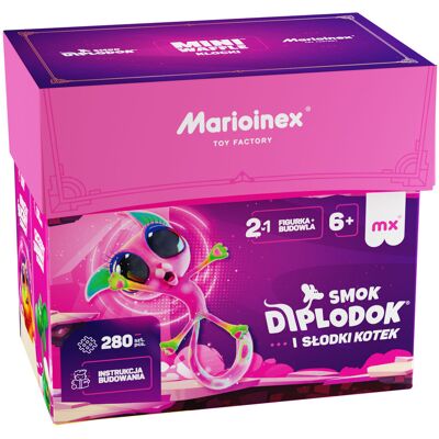 Marioinex Fabryka Zabawek Marioinex Klocki konstr MINI WAFFLE Smok DIPLODOK i Słodki KOTEK 280 el Marioinex Fabryka Zabawek Marioinex Klocki konstr MINI WAFFLE Smok DIPLODOK i Słodki KOTEK 280 el