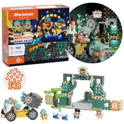 sarcia.eu Marioinex Mini Waffle City: Napad na Bank ZESTAW klocków konstrukcyjnych, MIĘKKIE klocki dla dzieci, BEZPIECZNE - 148 elementów sarcia.eu Marioinex Mini Waffle City: Napad na Bank ZESTAW klocków konstrukcyjnych, MIĘKKIE klocki dla dzieci, BEZPIECZNE - 148 elementów
