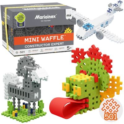 sarcia.eu Marioinex Mini Waffle Konstruktor Expert ZESTAW klocków konstrukcyjnych, MIĘKKIE klocki dla dzieci, BEZPIECZNE - 501 elementów sarcia.eu Marioinex Mini Waffle Konstruktor Expert ZESTAW klocków konstrukcyjnych, MIĘKKIE klocki dla dzieci, BEZPIECZNE - 501 elementów
