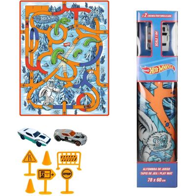 REIG Mata do zabawy dla dzieci Hot Wheels tor wyścigowy + 2 samochodziki resorak REIG Mata do zabawy dla dzieci Hot Wheels tor wyścigowy + 2 samochodziki resorak