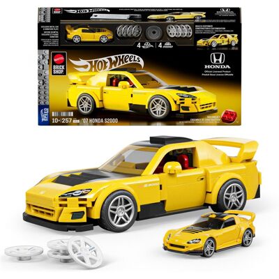 Mattel Brick Shop, Klocki Hot Wheels Speed Series ’07 Honda S2000, Samochód do zbudowania 257 elementów, dla dzieci 10+ i kolekcjonerów JFR88 Mattel Brick Shop, Klocki Hot Wheels Speed Series ’07 Honda S2000, Samochód do zbudowania 257 elementów, dla dzieci 10+ i kolekcjonerów JFR88