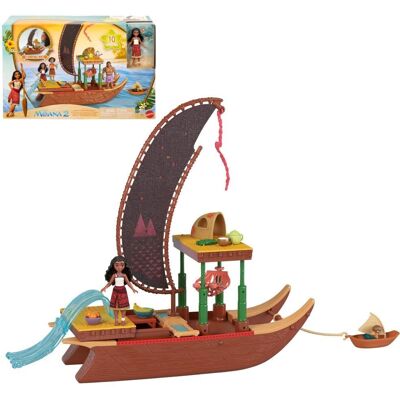 Mattel Disney Moana 2 zestaw zabawkowy z pływającym kajakiem, mała lalka, 1 przyjaciel postaci, 6 obszarów zabaw i 10 akcesoriów Mattel Disney Moana 2 zestaw zabawkowy z pływającym kajakiem, mała lalka, 1 przyjaciel postaci, 6 obszarów zabaw i 10 akcesoriów