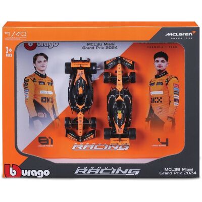 McLaren MCL38 Norris Piastri ZESTAW BOLIDÓW F1 1:43 BBURAGO 18-38109 McLaren MCL38 Norris Piastri ZESTAW BOLIDÓW F1 1:43 BBURAGO 18-38109