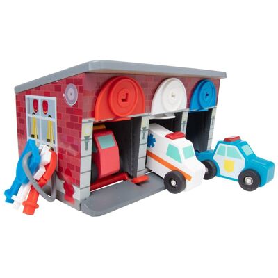 Melissa & Doug – drewniany garaż z pojazdami ratunkowymi i kluczami (pojazdy ratunkowe, rozwijanie motoryki, kodowanie kolorami) Melissa & Doug – drewniany garaż z pojazdami ratunkowymi i kluczami (pojazdy ratunkowe, rozwijanie motoryki, kodowanie kolorami)