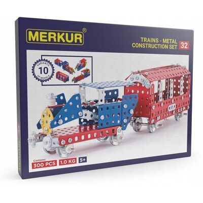 Zestaw pociągów Merkur M 032 - 10 modeli, 300 elementów, pudełko 36x27x3cm Zestaw pociągów Merkur M 032 - 10 modeli, 300 elementów, pudełko 36x27x3cm