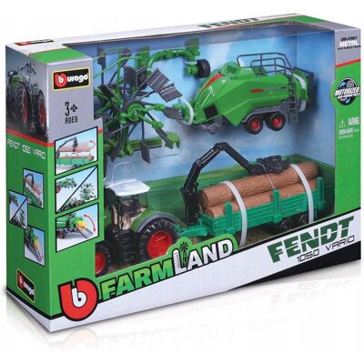 BBurago Metalowy Traktor Fendt 1050 + 3 Przyczepy Rolnicze BBurago Metalowy Traktor Fendt 1050 + 3 Przyczepy Rolnicze