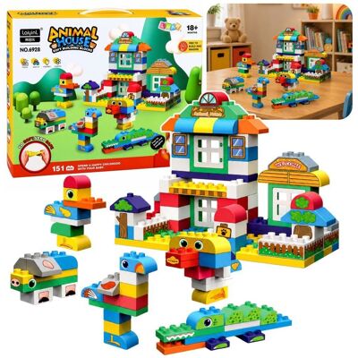 Lean Toys Miękkie Klocki Konstrukcyjne Sensoryczne Silikonowe Domek Zwierząt 151 El. Lean Toys Miękkie Klocki Konstrukcyjne Sensoryczne Silikonowe Domek Zwierząt 151 El.