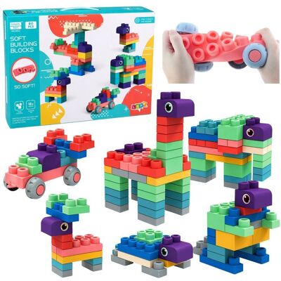 Lean Toys Miękkie Klocki Konstrukcyjne Sensoryczne Silikonowe Kolorowe 80 El. Lean Toys Miękkie Klocki Konstrukcyjne Sensoryczne Silikonowe Kolorowe 80 El.