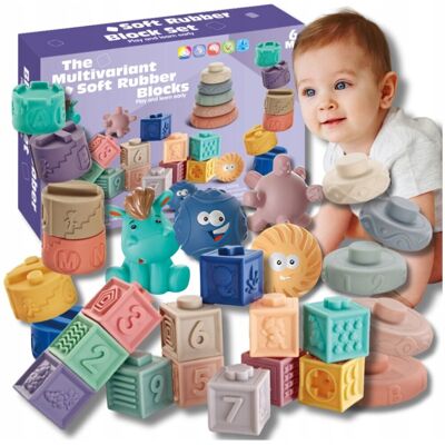 Lean Toys MIĘKKIE KREATYWNE KLOCKI SENSORYCZNE CYFERKI 27 SZT DLA NIEMOWLĄT GRYZAKI Lean Toys MIĘKKIE KREATYWNE KLOCKI SENSORYCZNE CYFERKI 27 SZT DLA NIEMOWLĄT GRYZAKI