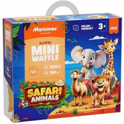 Klocki Konstrukcyjne Mini Waffle, Animals Safari, Marioinex, 100 Elementów Klocki Konstrukcyjne Mini Waffle, Animals Safari, Marioinex, 100 Elementów