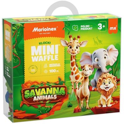 Klocki Konstrukcyjne Mini Waffle, Animals Sawanna, Marioinex, 100 Elementów Klocki Konstrukcyjne Mini Waffle, Animals Sawanna, Marioinex, 100 Elementów