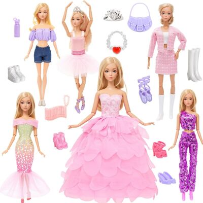 Inny producent Miunana 5 sztuk moda Premium ręcznie robione miękkie wesele sukienki na imprezę dla 11.5 cala / 28 - 30 CM lalka na prezent Inny producent Miunana 5 sztuk moda Premium ręcznie robione miękkie wesele sukienki na imprezę dla 11.5 cala / 28 - 30 CM lalka na prezent