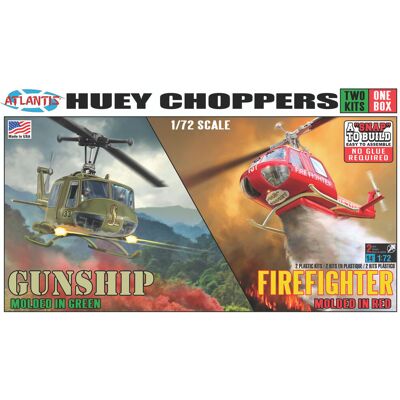 Model Plastikowy - ATLANTIS Models Helikopter 1:72 Snap Huey Helicopter 2 Pack Gunship/ Firefighter - AMCM1026 Model Plastikowy - ATLANTIS Models Helikopter 1:72 Snap Huey Helicopter 2 Pack Gunship/ Firefighter - AMCM1026