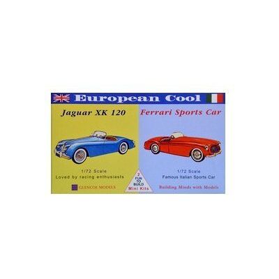 Model plastikowy - Samochody European Cool - Jaguar XK-120 / Ferrari 250 - Glencoe Models (2szt) Model plastikowy - Samochody European Cool - Jaguar XK-120 / Ferrari 250 - Glencoe Models (2szt)