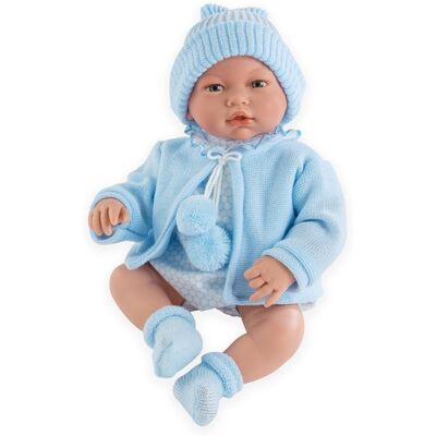 Muñecas Guca, lalka bobas Samuel w niebieskim sweterku, 36 cm, MG597 Muñecas Guca, lalka bobas Samuel w niebieskim sweterku, 36 cm, MG597
