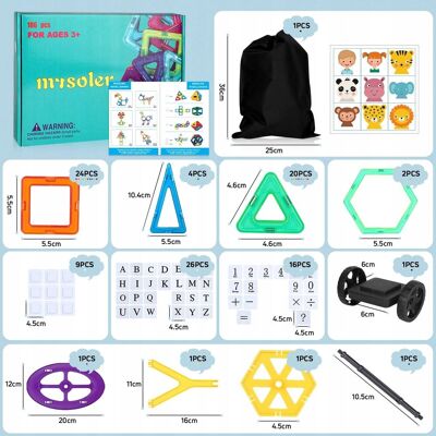 Inny producent Mysoler Magnetyczne Klocki 106 Elementów Zabawka Edukacyjna Dla Dzieci 3+ Inny producent Mysoler Magnetyczne Klocki 106 Elementów Zabawka Edukacyjna Dla Dzieci 3+