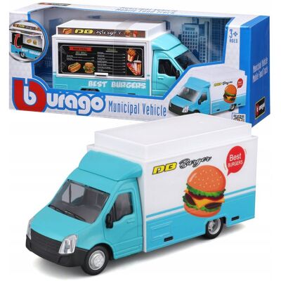 NIEBIESKA CIĘŻARÓWKA FOOD TRUCK BUS MODEL BBURAGO 18-32271 NIEBIESKA CIĘŻARÓWKA FOOD TRUCK BUS MODEL BBURAGO 18-32271