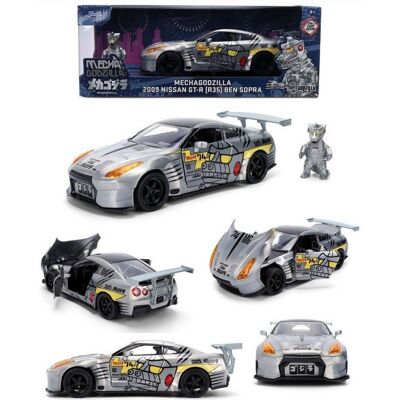 Nissan GT-R R35 2009 1:24 Jada Toys z figurką Mechagodzilla model kolekcjonerski Nissan GT-R R35 2009 1:24 Jada Toys z figurką Mechagodzilla model kolekcjonerski