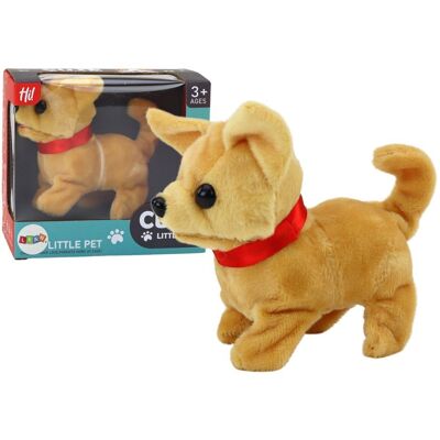 Lean Toys Piesek Pluszowy Interaktywny Chodzi Szczeka Beżowy + Czerwona Wstążka Lean Toys Piesek Pluszowy Interaktywny Chodzi Szczeka Beżowy + Czerwona Wstążka