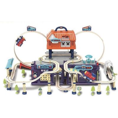 Inny producent Pociąg elektryczny z długim torem składanym do walizki 170 elementów, specjalny mechanizm montowania lokomotywy która jeździ do góry nogami, pudełko.. Inny producent Pociąg elektryczny z długim torem składanym do walizki 170 elementów, specjalny mechanizm montowania lokomotywy która jeździ do góry nogami, pudełko..