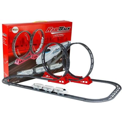 Import LEANToys Pociąg Tor Wyścigowy Dwie Pętle 126 cm Import LEANToys Pociąg Tor Wyścigowy Dwie Pętle 126 cm