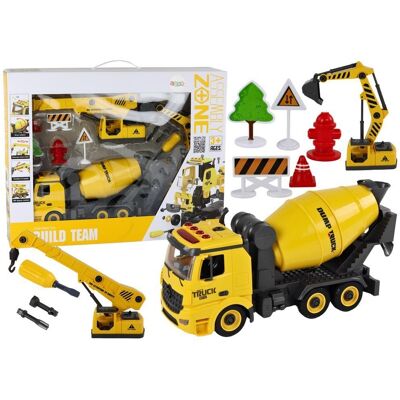 Lean Toys Pojazdy Budowlane Dźwięk Światła 1:12 DIY Betoniarka Dźwig Koparka Lean Toys Pojazdy Budowlane Dźwięk Światła 1:12 DIY Betoniarka Dźwig Koparka