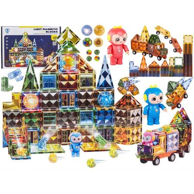 Lean Toys Pojazdy Klocki Magnetyczne Świecące Dla Dzieci Lean Toys Pojazdy Klocki Magnetyczne Świecące Dla Dzieci