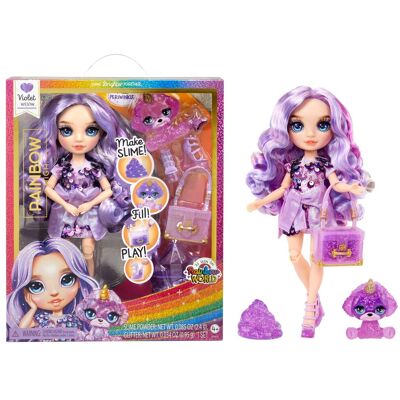 Rainbow High Violet, fioletowa z zestawem do usuwania szlamu i zwierzakiem, 11-calowa lśniąca, ruchoma lalka z własnym szlamem, magiczny zwierzak Yeti Rainbow High Violet, fioletowa z zestawem do usuwania szlamu i zwierzakiem, 11-calowa lśniąca, ruchoma lalka z własnym szlamem, magiczny zwierzak Yeti