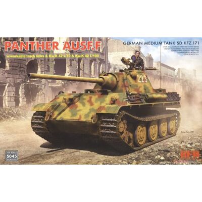 Rye Field Model RFM-5045 German Medium Tank Sd.Kfz.171 Panther Ausf.F w/workable track links & Kw.K 42 L/70 & Kw.K 42 L/100 1/35 Rye Field Model RFM-5045 German Medium Tank Sd.Kfz.171 Panther Ausf.F w/workable track links & Kw.K 42 L/70 & Kw.K 42 L/100 1/35
