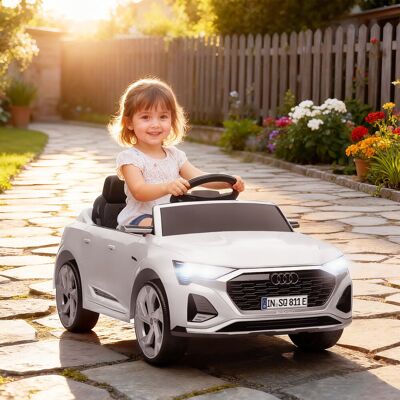 Yulinland Samochód Elektryczny dla Dzieci 12V Audi Q8, 3-5 km/h, z Pilotem, Reflektorami i Muzyką – Biały Yulinland Samochód Elektryczny dla Dzieci 12V Audi Q8, 3-5 km/h, z Pilotem, Reflektorami i Muzyką – Biały