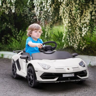 Yulinland Samochód Elektryczny dla Dzieci, Licencjonowany Lamborghini Aventador, Drzwi Skrzydłowe, Muzyka, Klakson, dla Dzieci w Wieku 3-5 Lat, Biały Yulinland Samochód Elektryczny dla Dzieci, Licencjonowany Lamborghini Aventador, Drzwi Skrzydłowe, Muzyka, Klakson, dla Dzieci w Wieku 3-5 Lat, Biały