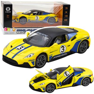 Lean Toys Samochód Metalowy Sportowy Światła Dźwięki Napęd Żółty 1:22 Lean Toys Samochód Metalowy Sportowy Światła Dźwięki Napęd Żółty 1:22