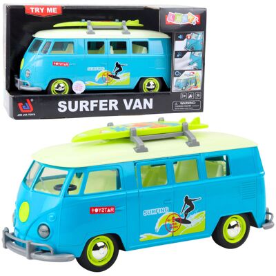 Lean Toys Samochód Surfer Van Bus Deska Surfingowa Światła Dźwięki Turkusowy Lean Toys Samochód Surfer Van Bus Deska Surfingowa Światła Dźwięki Turkusowy