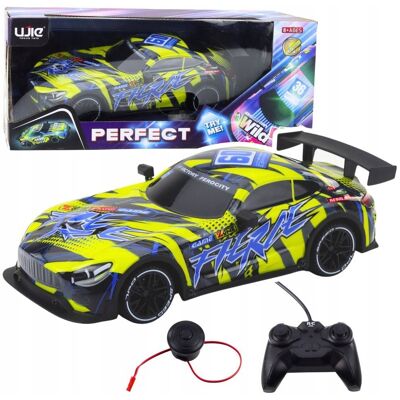 Lean Toys Samochód Wyścigowy Zdalnie Sterowane RC Podświetlana Karoseria Żółty Lean Toys Samochód Wyścigowy Zdalnie Sterowane RC Podświetlana Karoseria Żółty