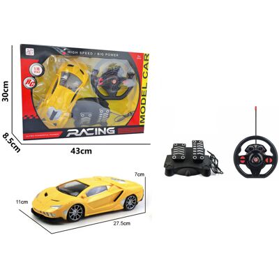 Mamido Samochód zdalnie sterowany 1:16 model wyścigowy z kierownicą i pedałami żółty Mamido Samochód zdalnie sterowany 1:16 model wyścigowy z kierownicą i pedałami żółty