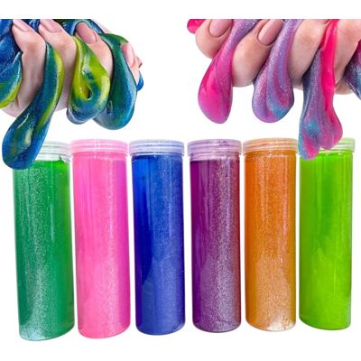 SquishySquishies Slime neon w tubie zestaw 6 sztuk masa sensoryczna SquishySquishies Slime neon w tubie zestaw 6 sztuk masa sensoryczna