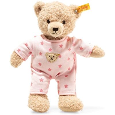 Steiff Teddy and Me pluszowy miś dla dziewczynki z piżamą 25 cm, miś z różową piżamą, miękka i nadająca się do prania Steiff Teddy and Me pluszowy miś dla dziewczynki z piżamą 25 cm, miś z różową piżamą, miękka i nadająca się do prania
