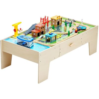 Vevor Stolik drewniany dla dzieci 62 klocki, 3w1, z dużą szufladą, 3+ Vevor Stolik drewniany dla dzieci 62 klocki, 3w1, z dużą szufladą, 3+