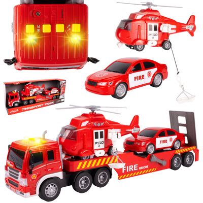 MalPlay Straż Pożarna Laweta Helikopter Auto 1:16 Światło Dźwięk Ruchome Elementy MalPlay Straż Pożarna Laweta Helikopter Auto 1:16 Światło Dźwięk Ruchome Elementy