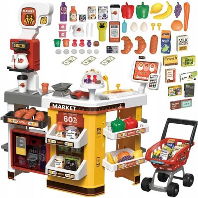 Matadi Supermarket Sklep Interaktywny Kasa Dla Dzieci Koszyk Lodówka z Para Akcesoria Matadi Supermarket Sklep Interaktywny Kasa Dla Dzieci Koszyk Lodówka z Para Akcesoria