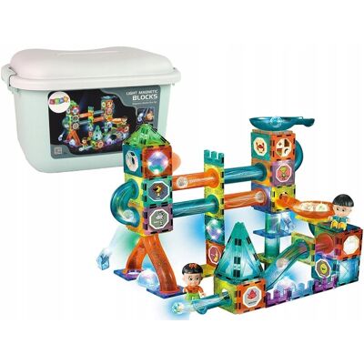 Lean Toys Świecąca Zjeżdżalnia Dla Kulek Klocki Magnetyczne W Pudełku 150 Elementów Lean Toys Świecąca Zjeżdżalnia Dla Kulek Klocki Magnetyczne W Pudełku 150 Elementów