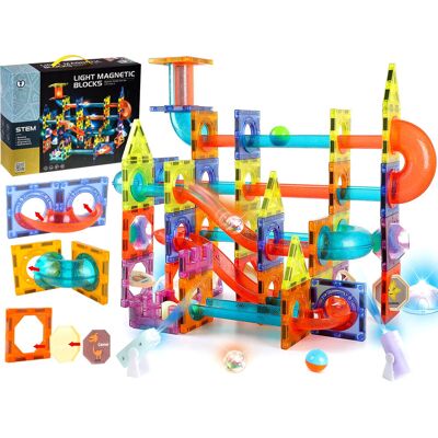 Pegaz Toys ŚWIECĄCE KLOCKI MAGNETYCZNE 110 Elementów TOR KULKOWY DLA KULEK Kulodrom Pegaz Toys ŚWIECĄCE KLOCKI MAGNETYCZNE 110 Elementów TOR KULKOWY DLA KULEK Kulodrom