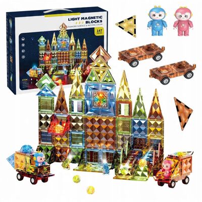 click4toys Świecące Klocki Magnetyczne Dla Dzieci Pojazdy Figurki Zestaw Led 147 El click4toys Świecące Klocki Magnetyczne Dla Dzieci Pojazdy Figurki Zestaw Led 147 El