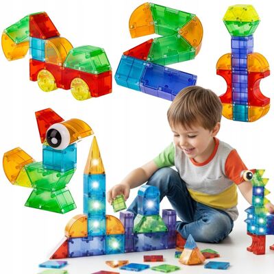 Inny producent Świecące Klocki Magnetyczne Konstrukcyjne 64 Elementy Figury 3D Dla Dzieci Inny producent Świecące Klocki Magnetyczne Konstrukcyjne 64 Elementy Figury 3D Dla Dzieci