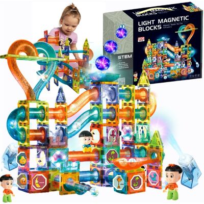 Doris Świecące Klocki Magnetyczne, Świecący tor kulkowy, magnetycze klocki konstrukcyjne, kulodrom, duże panele, zestaw XXL + figurki, 202 elemnty Doris Świecące Klocki Magnetyczne, Świecący tor kulkowy, magnetycze klocki konstrukcyjne, kulodrom, duże panele, zestaw XXL + figurki, 202 elemnty