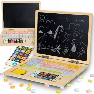 Aseto TABLICA EDUKACYJNA MAGNETYCZNA KREDOWA laptop dla dzieci LITERY CYFRY Aseto TABLICA EDUKACYJNA MAGNETYCZNA KREDOWA laptop dla dzieci LITERY CYFRY
