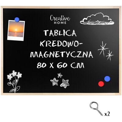 Creative Tablica kredowa 80x60 cm czarna magnetyczna na ścianę biurko dla dzieci Creative Tablica kredowa 80x60 cm czarna magnetyczna na ścianę biurko dla dzieci