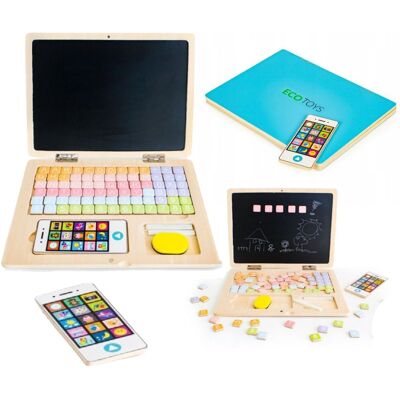 Inny producent Tablica Laptop Dla Dzieci 2w1 Magnesy Kreda + Akcesoria Niebieski Inny producent Tablica Laptop Dla Dzieci 2w1 Magnesy Kreda + Akcesoria Niebieski