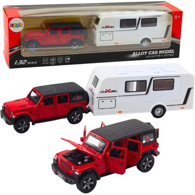 Lean Toys Terenowe Auto Zestaw Kamper Napęd Światła Dźwięki Lean Toys Terenowe Auto Zestaw Kamper Napęd Światła Dźwięki